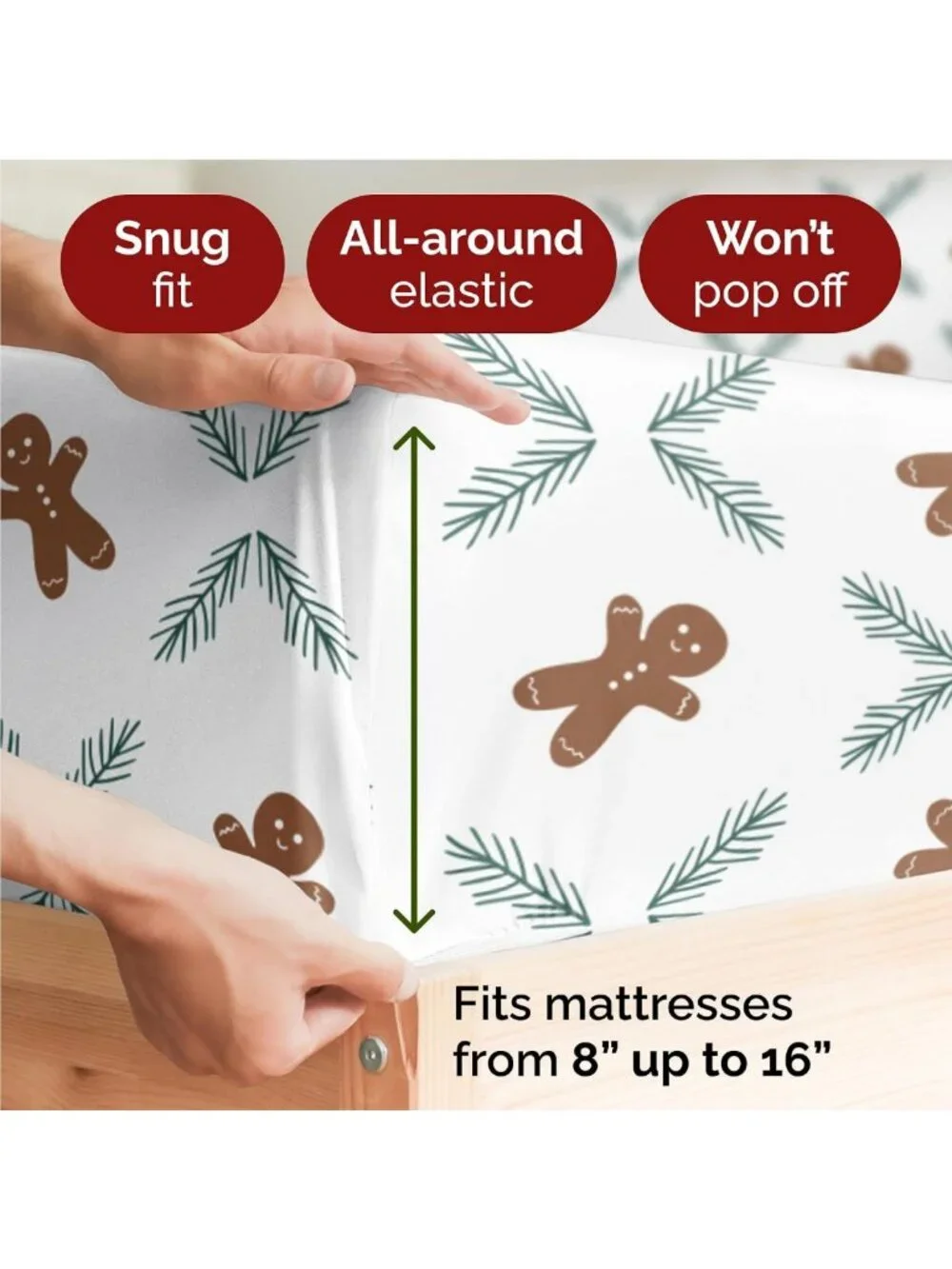 Cozy Christmas Flannel Sheet Set - Full Size, Gingerbread Cookie Design